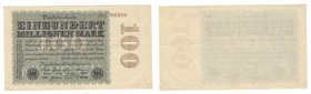 Banknoten, Deutschland / Germany. Geldscheine der Inflation (1919-1924). 100 Millionen Mark Reichsbanknote 22.8.1923. Pick: 107, Ro: 106d, II