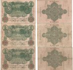 Banknoten, Deutschland / Germany, Lots und Sammlungen. Reichsbanknoten und Reichskassenscheine (1874-1914). 3 x 50 Mark Reichsbanknote 7.2.1908. Pick:...