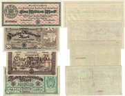 Banknoten, Deutschland / Germany, Lots und Sammlungen. Notgeld, Hamburg. 1 Million Mark 10.8.1923, 50 Millionen Mark 27.9.1923, 1 Milliarde Mark, 10 M...