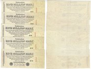Banknoten, Deutschland / Germany, Lots und Sammlungen. Geldscheine der Inflation (1919-1924). 5 x 1 Million Mark Reichsbanknote 25.7.1923. Pick: 94, R...