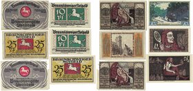 Banknoten, Deutschland / Germany, Lots und Sammlungen. Notgeln, Braunschweig. 2 x 10 Pfennig 1.1.1923, 2 x 25 Pfennig 1.5.1923, 2 x 50 Pfennig 1.5.192...