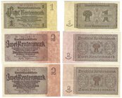 Banknoten, Deutschland / Germany, Lots und Sammlungen. Deutsche Rentenbark (1923-1937). 1 Rentenmark 30.1.1937. Ro: 166a, 2 x 2 Rentenmark 30.1.1937. ...