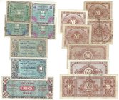 Banknoten, Deutschland / Germany, Lots und Sammlungen. Bank Deutscher Länder. 1/2 Mark 1944 Ro: 200a, 1 Mark 1944 Ro: 201a, 2 x 5 Mark 1944 Ro: 202a, ...