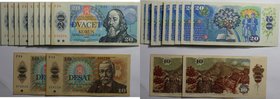 Banknoten, Tschechoslowakei / Czechoslovakia, Lots und Sammlungen. 9 x 20 Korun 1988, 2 x 10 Korun 1986. Lot von 11 Banknoten. II