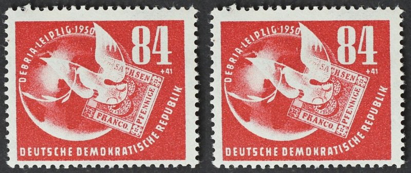 Briefmarken / Postmarken, Deutschland / Germany. DDR. DEBRIA. 84+41 Pf 1950. Mi....
