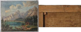 Kunst und Antiquitäten / Art and antiques. Ölgemälde. Bayerische Schule. Motive: Landschaft. Spaziergang entlang des Flusses. Maße Gemälde: 39 x 32 cm...