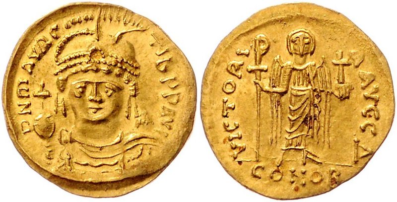 Byzanz Mauricius Tiberius 582 - 602
 Solidus o. J. Konstantinopel. 4,46g. MIB 6...