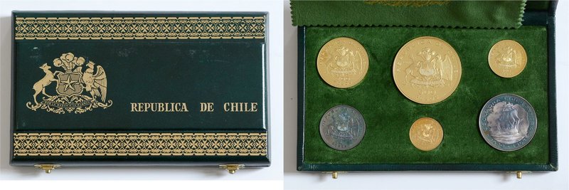 Chile Republik
 Münzsatz / Coin Set 1968 6 Stück Satz, zu 50, 100, 200 und 500 ...