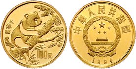 China Volksrepublik seit 1949
 100 Yuan 1994 Panda Serie. Peking. 7,96g. KM 694 PP
