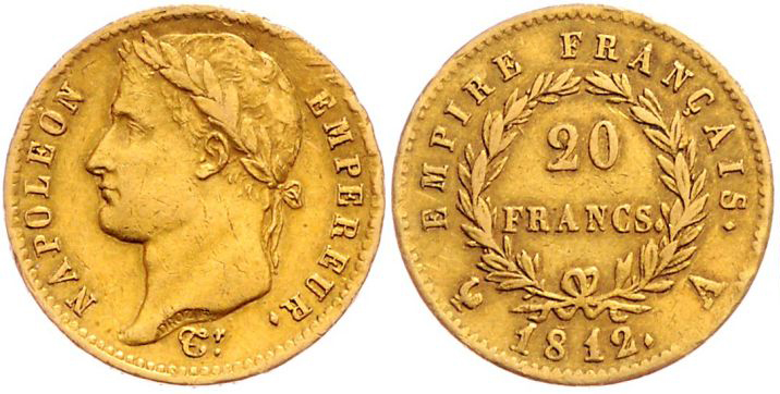 Frankreich Napoleon I. 1804 - 1815
 Lot 6 Stück 20 Francs, 1808-1813, alle vers...