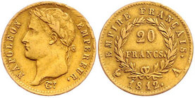 Frankreich Napoleon I. 1804 - 1815
 Lot 6 Stück 20 Francs, 1808-1813, alle verschieden. ges. 38,55g ss