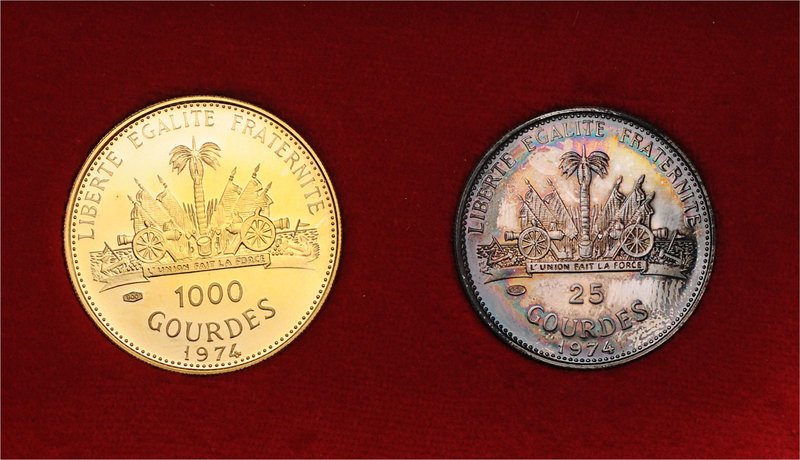 Haiti Republik
 Münzsatz / Coin Set 1974 200 Jahre Vereinigte Staaten von Ameri...