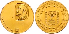Israel Republik 1948 -
 50 Lirot JE5723 / 1962b 10 Jahre Jubiläum auf den Tod von Weizmann, 0,917 Au. Bern. 13,27g. KM 40, Friedb. 3 stgl