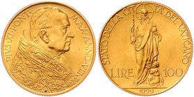 Italien Vatikan
Pius XI. 1929 - 1939 100 Lire 1929 Rom. 8,78g. Pagani 612 f.stgl/stgl