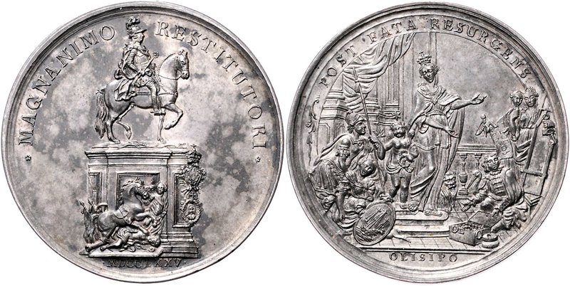 Portugal Josef I. 1750 - 1777
 Ag Medaille 1775 unsigniert, auf die Errichtung ...