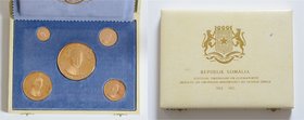 Somalia Republik
 Münzsatz / Coin Set 1965 5 Stück, Goldmünzensatz, zum 5. Jahrestag der Unabhängigkeit, Präsident Osman, Bestehend aus: 500, 200, 10...