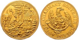 Böhmen Spork Franz Anton 1679 - 1738
 Goldmedaille 1723/1875-1975 Nachprägung 1975 / Wien zum Doppeldukat 1723, sogen. Hubertus - Medaille, Dm 28 mm....