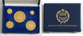 Ungarn Volksrepublik 1949 bis heute
 Münzsatz / Coin Set 1968 mit 5 Goldmünzen 1968 150. Geburtstag von Ignaz Semmelweis, zu 50, 100, 200, 500 und 10...