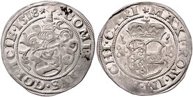 Münzen Römisch Deutsches Reich - Habsburgische Erb- und Kronlande Maximilian I. 1490 - 1519
 Batzen 1518 St. Veit für Görz. 3,34g. Egg 20 f.vz
