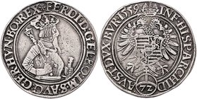 Münzen Römisch Deutsches Reich - Habsburgische Erb- und Kronlande Ferdinand I. 1521 - 1564
 Taler zu 72 Kreuzern 1559 Wien. 30,88g. MzA. Seite 42 (Mm...