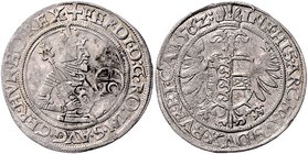 Münzen Römisch Deutsches Reich - Habsburgische Erb- und Kronlande Ferdinand I. 1521 - 1564
 10 Kreuzer 1562 vermutlich Unikum, Klagenfurt. 3,98g. MzA...