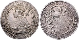 Münzen Römisch Deutsches Reich - Habsburgische Erb- und Kronlande Ferdinand I. 1521 - 1564
 Taler 1536 sogenannter Laubrandtaler. Linz. 28,82g. MzA. ...