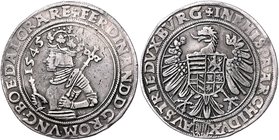 Münzen Römisch Deutsches Reich - Habsburgische Erb- und Kronlande Ferdinand I. 1521 - 1564
 Taler 1545 Linz. 28,71g. MzA. Seite 28 ss