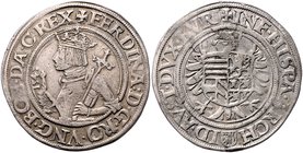 Münzen Römisch Deutsches Reich - Habsburgische Erb- und Kronlande Ferdinand I. 1521 - 1564
 1/2 Taler 1545 Linz. 14,16g. MzA. Seite 28 ss