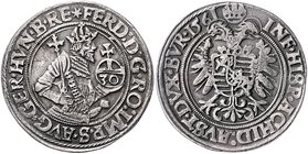 Münzen Römisch Deutsches Reich - Habsburgische Erb- und Kronlande Ferdinand I. 1521 - 1564
 1/2 Guldentaler 1561 Prag. 12,05g. MzA. Seite 44 (Mm. J. ...