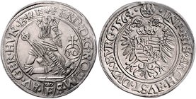 Münzen Römisch Deutsches Reich - Habsburgische Erb- und Kronlande Ferdinand I. 1521 - 1564
 1/2 Guldentaler 1564 Prag. 12,32g. MzA. Seite 47 (Mm. Han...