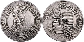 Münzen Römisch Deutsches Reich - Habsburgische Erb- und Kronlande Ferdinand I. 1521 - 1564
 Taler o.J. Joachimsthal. 29,05g. MzA. Seite 2 (Mm. O. Geb...