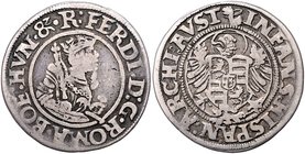 Münzen Römisch Deutsches Reich - Habsburgische Erb- und Kronlande Ferdinand I. 1521 - 1564
 1/4 Taler o. J. Joachimsthal. 6,87g. MzA. Seite 4, Hal. 1...