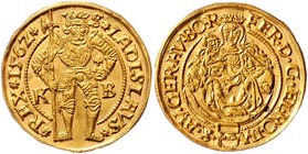 Münzen Römisch Deutsches Reich - Habsburgische Erb- und Kronlande Ferdinand I. 1521 - 1564
 Dukat 1562 KB Kremnitz. 3,50g. MzA. Seite 45 (Mm. nicht b...