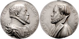 Münzen Römisch Deutsches Reich - Habsburgische Erb- und Kronlande Maximilian II. 1564 - 1576
 Ag - Medaille 1575 Maximilian II. und seine Frau Maria,...