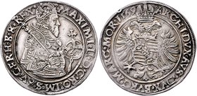 Münzen Römisch Deutsches Reich - Habsburgische Erb- und Kronlande Maximilian II. 1564 - 1576
 Guldentaler 1569 Prag. 24,60g. MzA. Seite 54 (Mm. J. Ha...