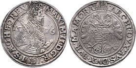 Münzen Römisch Deutsches Reich - Habsburgische Erb- und Kronlande Maximilian II. 1564 - 1576
 Taler 1576 Budweis. 28,68g. MzA. Seite 61 (Mm. Tobias G...
