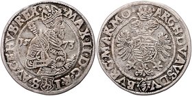 Münzen Römisch Deutsches Reich - Habsburgische Erb- und Kronlande Maximilian II. 1564 - 1576
 1/2 Taler 1573 Joachimsthal. 14,16g. MzA.--, Hal. 232a ...