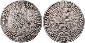 Münzen Römisch Deutsches Reich - Habsburgische Erb- und Kronlande Maximilian II. 1564 - 1576
 Guldentaler 1567 Joachimsthal. 23,96g. MzA. Seite 52 (M...