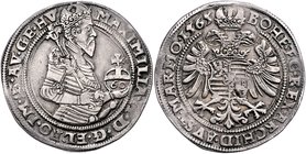 Münzen Römisch Deutsches Reich - Habsburgische Erb- und Kronlande Maximilian II. 1564 - 1576
 Guldentaler 1565 Kuttenberg. 24,48g. MzA. Seite 50 (Mm....