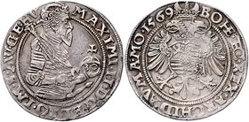 Münzen Römisch Deutsches Reich - Habsburgische Erb- und Kronlande Maximilian II. 1564 - 1576
 1/2 Guldentaler 1569 Kuttenberg. MzA. Seite 54, Hal. 19...