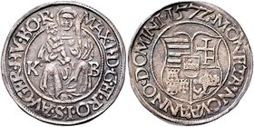 Münzen Römisch Deutsches Reich - Habsburgische Erb- und Kronlande Maximilian II. 1564 - 1576
 Breitgroschen 1572 KB Kremnitz. 2,95g. MzA. Seite (fehl...