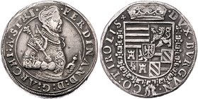 Münzen Römisch Deutsches Reich - Habsburgische Erb- und Kronlande Erzherzog Ferdinand 1564 - 1595
 3 Taler o.J. Hall. 85,17g. HMB Band V - Av-Walze 8...