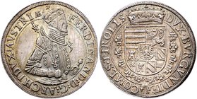 Münzen Römisch Deutsches Reich - Habsburgische Erb- und Kronlande Erzherzog Ferdinand 1564 - 1595
 Taler o. J. Hall. 28,66g. HMB Av.-Walze 20/II, Rv....
