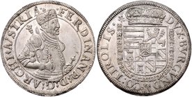 Münzen Römisch Deutsches Reich - Habsburgische Erb- und Kronlande Erzherzog Ferdinand 1564 - 1595
 Taler o. J. Hall. 28,83g. HMB Av. 38/III - Rv. 26/...