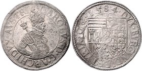 Münzen Römisch Deutsches Reich - Habsburgische Erb- und Kronlande Erzherzog Karl 1564 - 1590
 Taler 1584 Graz. 28,50g. MzA. Seite 70 (Mm. Hans Lasanz...