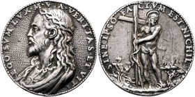 Münzen Römisch Deutsches Reich - Habsburgische Erb- und Kronlande Rudolph II. 1576 - 1612
 Ag-Salvador Medaille o. J. ( ca. 1581) Wien. 32,56g. Mont....