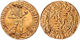 Münzen Römisch Deutsches Reich - Habsburgische Erb- und Kronlande Rudolph II. 1576 - 1612
 Dukat 1588 Prag. 3,44g. MzA. Seite 74. gest. Loch ss