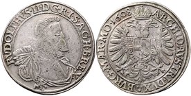 Münzen Römisch Deutsches Reich - Habsburgische Erb- und Kronlande Rudolph II. 1576 - 1612
 Taler 1608 Prag. 28,56g. MzA. Seite 94 (Mm. Hans Lasanz), ...