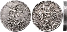 Münzen Römisch Deutsches Reich - Habsburgische Erb- und Kronlande Rudolph II. 1576 - 1612
 2 Taler (15) 90 Joachimsthal. 57,52g. MzA. Seite 76 (Mm. P...
