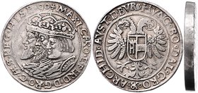Münzen Römisch Deutsches Reich - Habsburgische Erb- und Kronlande Rudolph II. 1576 - 1612
 2 Taler (15) 90 Joachimsthal. 58,20g. MzA. Seite 76 (Mm. P...